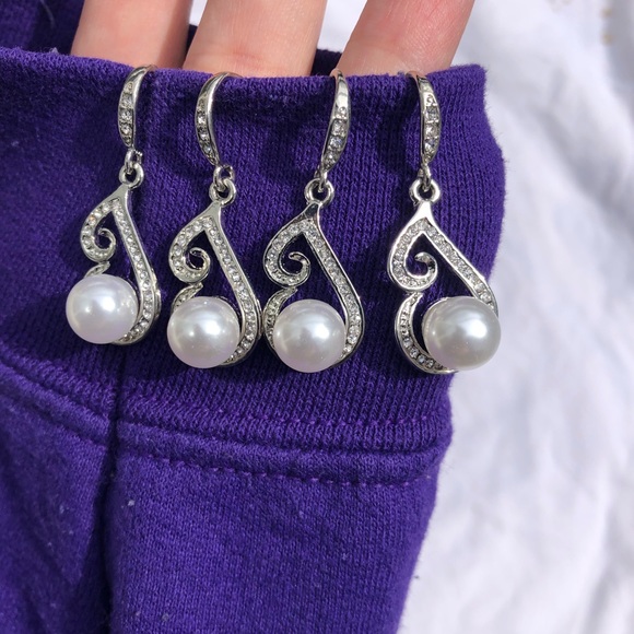 9 pair lot // PEARL & RHINESTONE fashion earring set - Picture 6 of 7